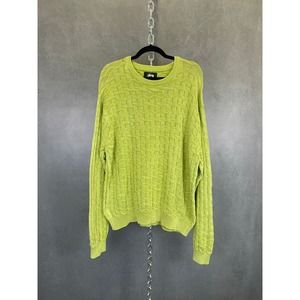Stussy green repeat‎ S Logo cotton knit sweater XL